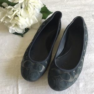 COACH Navy Suede Flats